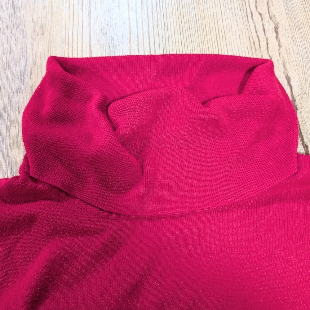 Red Turtleneck Sweater 2X Plus | Lily Morgan Soft Knit Pullover Classic Plus Siz - Picture 5 of 8